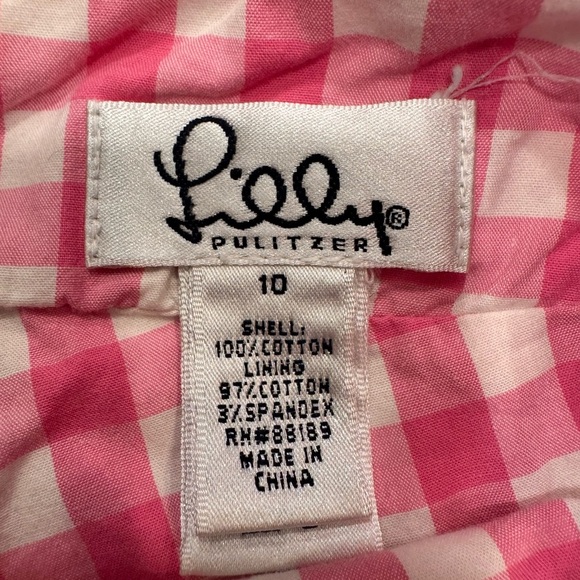 Lilly Pulitzer Girls Skort Pink & White Check Zip Up Size 10 - Picture 5 of 7
